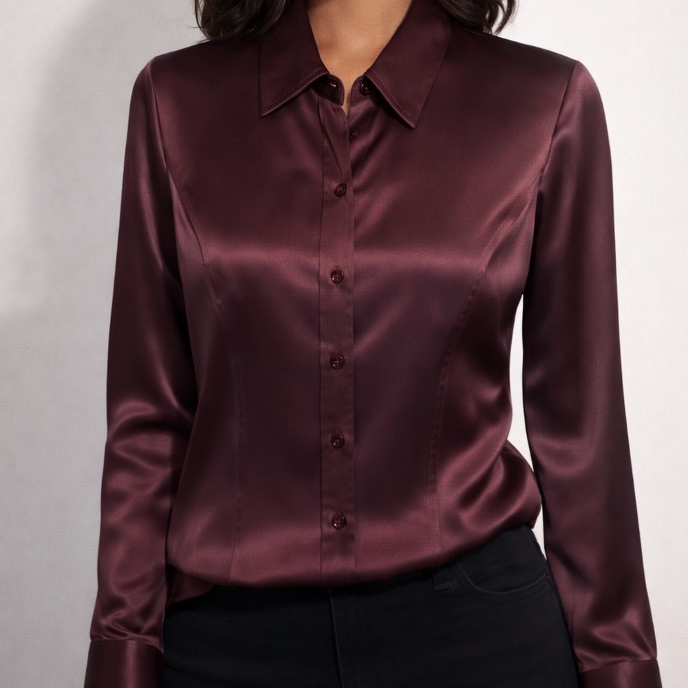 Gianni Petite Blouse in Deep Burgundy